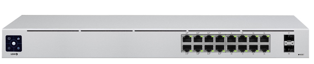 Switch PoE 16-Puertos / Ubiquiti USW-16-PoE | 2507 - Switch Ubiquiti USW-16-POE de la línea UniFi, ideal para redes empresariales que requieren conectividad Gigabit y alimentación PoE integrada, Administrable Capa 2, 8-Puertos 1000Base-T RJ45 PoE+ 