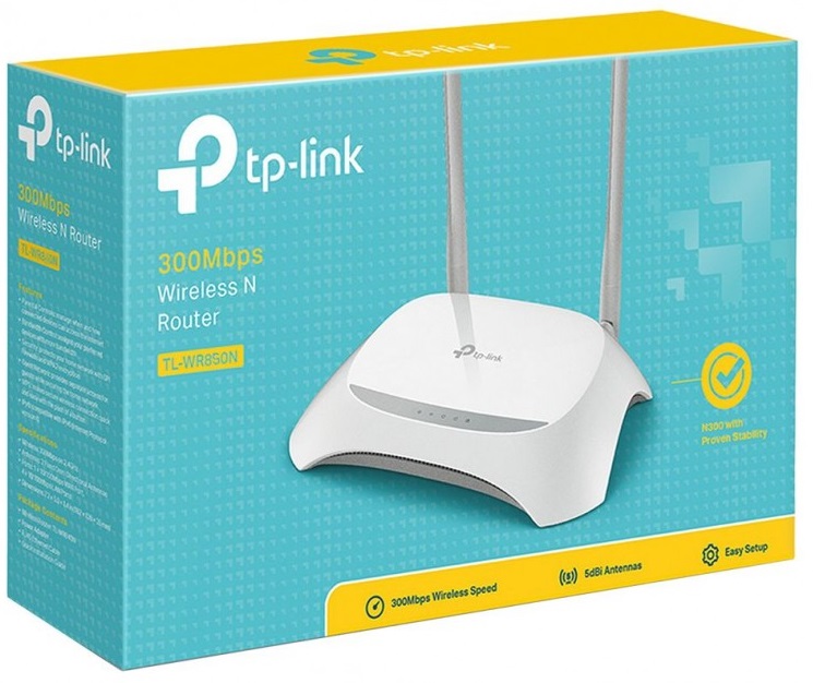 Router Wi-Fi 4 300 Mbps / TP-Link TL-WR850N | 2501 - Router Inalambrico con función WISP, Wi-Fi 802.11n a 300Mbps, Single Band 2.4 Ghz, 2-Antenas externas, 4-Puertos LAN 10/100Mbps, 1-Puerto WAN 10/100Mbps, Funciones Inalámbricas: On/Off Radio Inalámbrica