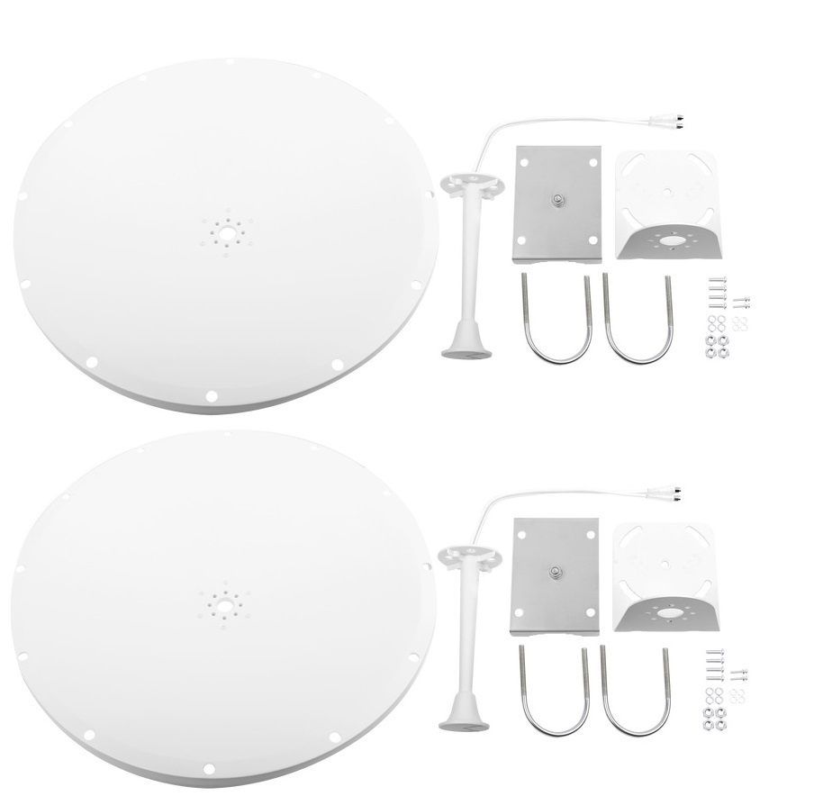 Kit de Antenas direccionales – TXPRO TXP-D4865-28-N-KIT2 / Pack x2 | 2111 – Kit de 2 Antenas, Frecuencias: 5.1 – 6.5 GHz, Ganancia: 28 dBi, VSWR: <1.5:1, Polarización: V/H o ± 45°, Aislamiento: >30dB, F/B: >28 dB, Ancho H/V:  7°, Potencia: 50W