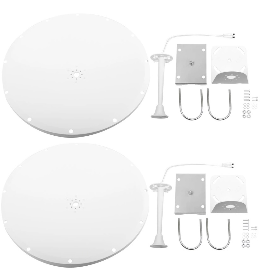Kit de Antenas Parabólicas – TXPRO TXP-D4865-28-SMA-KIT2 / Pack x2 | 2111 – Kit de 2 Antenas Parabólicas, Frecuencias: 4.8 - 6.5 GHz, Ganancia: 28 dBi, Polarización: V/H o ± 45°, Aislamiento: >20dB, F/B: >28 dB, Ancho H/V:  7°, Conectores: 2x SMA RP