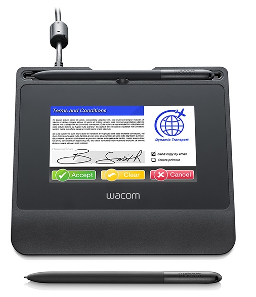 Wacom STU-540 / Tableta de Firma de 5'' | 2604 – Wacom STU540 es una tableta de firmas electrónica diseñada para flujos de trabajo digitales de alta seguridad. Este dispositivo cuenta con una pantalla LCD a color de 5 pulgadas, resolución de 800 x 480