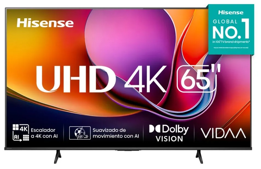 Hisense 65A6NV / Smart TV 65'' DLED UHD 4K | 2605 – Hisense 65A6NV es un televisor diseñado para recepción y reproducción de video, tecnología 4K 3840 x 2160, Direct Full Array, HDR10, HLG, Dolby Vision, tasa de refresco 60Hz, tiempo de respuesta 8ms