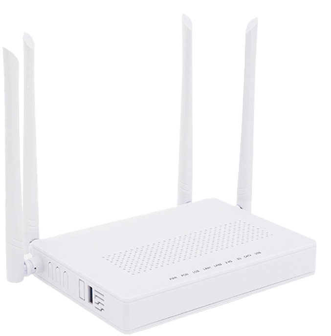 Terminal ONU Dual G-EPON / V-SOL V2802-ACT | 2502 – Terminal de fibra optica ONU Dual G/EPON 1200 Mbps, Velocidad de 1.2 Gbps, Wi-Fi doble banda, 2-Puertos Gigabit, 1-Puerto CATV RF, 1-Puerto USB-A, Soporta EPON PX20 & GPON Class B+, 4 antenas de 5dBi