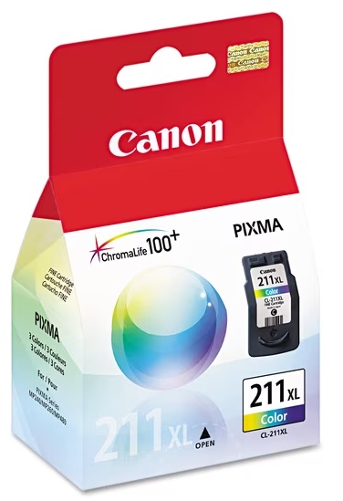 Tinta Canon CL-211XL / Tricolor - 13 ml | 2607 – Canon CL-211XL 2975B017AA es un cartucho de tinta original tricolor de alto rendimiento diseñado para proporcionar impresiones fotográficas vibrantes y texto nítido en impresoras de inyección PIXMA