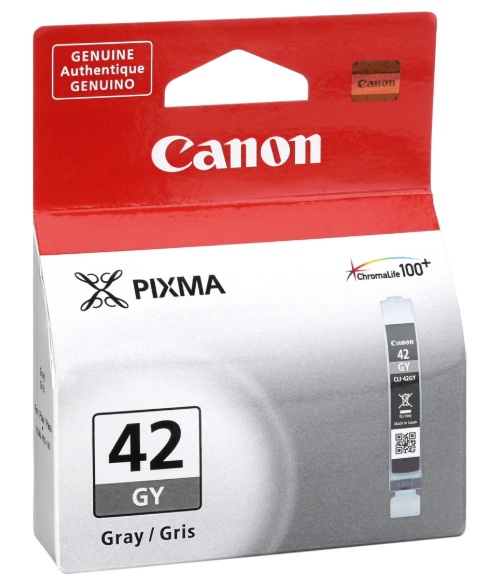 Tinta Canon CLI-42GY / Gris – 13 ml | 2607 – Canon CLI-42 GY 6390B009AA es un cartucho de tinta de alta definición formulado con tecnología Canon FINE para proporcionar impresiones fotográficas monocromáticas y en escala de grises de alta precisión