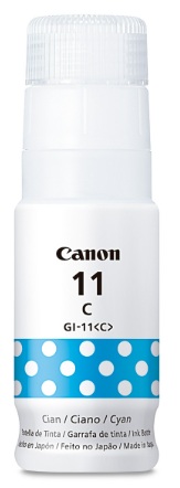 Tinta Canon GI-11C / Cian – 70 ml | 2607 – Canon GI-11 C 4534C001AA es una botella de tinta con sistema de boquilla keyed inteligente diseñada para recargas limpias y de alto rendimiento en impresoras PIXMA G. Referencia de consumible: GI-11 C