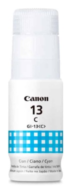 Tinta Canon GI-13C / Cian – 70 ml | 2607 – Canon GI-13 C 4668C001AA Botella de tinta diseñada con un sistema de válvulas identificadoras mecánicas independientes para ofrecer recargas precisas y una amplia gama cromática en sistemas fotográficos