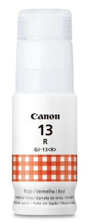 Tinta Canon GI-13R / Rojo – 70 ml | 2607 – Canon GI-13 R 4713C001AA Botella de tinta formulada con tecnología ChromaLife100 y equipada con un sistema de boquillas con válvulas identificadoras mecánicas para recargas limpias en equipos fotográficos