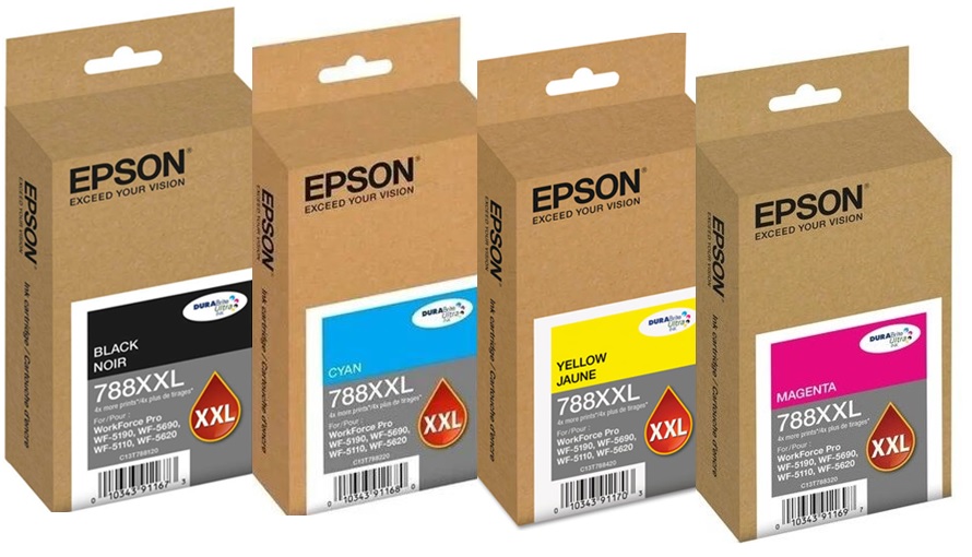 Tinta para Epson WorkForce Pro WF-5110 / T788XXL | 2503 - Tinta Original Epson T788XXL. El Kit Incluye: T788XXL120 Negro, T788XXL220 Cian, T788XXL320 Magenta, T788XXL420 Amarillo. Rendimiento Estimado: 4.000 Páginas al 5% Negro & Color 