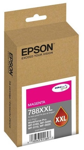 Tinta Epson 788XXL / Magenta 4k | 2503 - Cartucho de Tinta Original Epson T788XXL320-AL Magenta. Rendimiento: 4.000 Páginas al 5% Negro & Color. Impresoras Compatibles: Epson WorkForce Pro WF-5110 WF-5620 WF-5190 WF-5690 C13T788120 