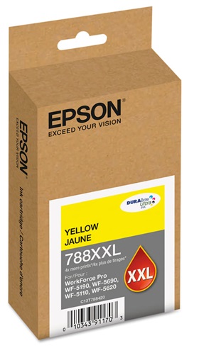 Tinta Epson 788XXL / Amarillo 4k | 2503 - Cartucho de Tinta Original Epson T788XXL420-AL Amarillo. Rendimiento: 4.000 Páginas al 5% Negro & Color. Impresoras Compatibles: Epson WorkForce Pro WF-5110 WF-5620 WF-5190 WF-5690 C13T788120 