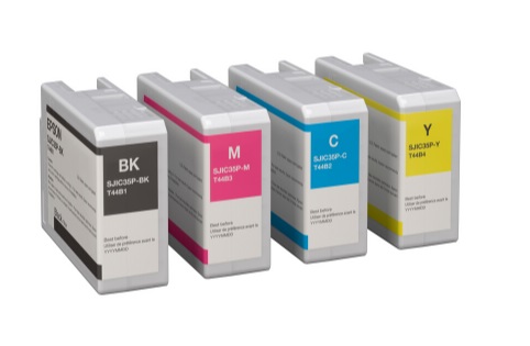 Tinta para Epson ColorWorks CW-6000A / SJIC35P | 2500 - Tinta Original Epson. El Kit Incluye: Sjic35P-C Cyan, Sjic35P-K Black, Sjic35P-M Magenta, Sjic35P-Y Yellow. C13T44B120 C13T44B220 C13T44B320 C13T44B420 CW-6000P 
