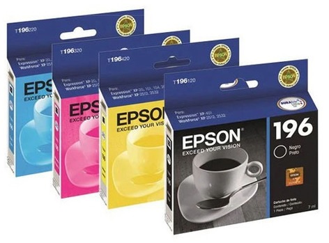 Tinta para Epson Expression XP-401 | 2500 - Tinta Original Epson 196 - El Kit Incluye: T196120-AL Negro, T196220-AL Cyan, T196320-AL Magenta, T196420-AL Amarilla. 