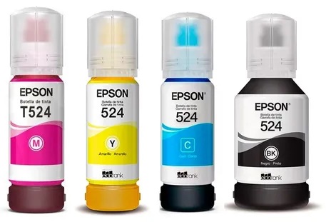Tinta para Epson L15150 / T524 | 2500 - Tinta Original Epson 524 para Epson EcoTank L15150. El Kit Incluye: T524120 Negro, T524220 Cian, T524220 Magenta, T524420 Amarillo. Rendimiento: Negro 7.500 / Color 6.000 Páginas al 5%. 