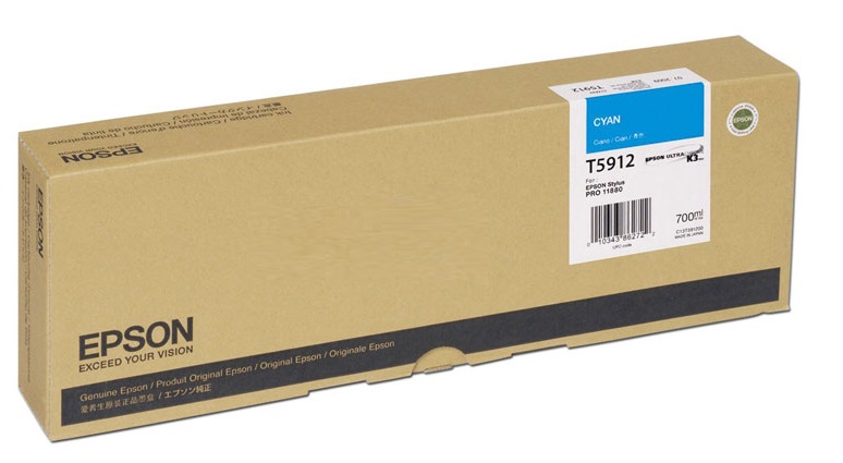 Tinta Epson T5912 Cian / 700ml | 2202 - Cartucho de Tinta Original Epson T591200 Cian de 700 ml. Plotters Compatibles: Epson Stylus Pro 11880 