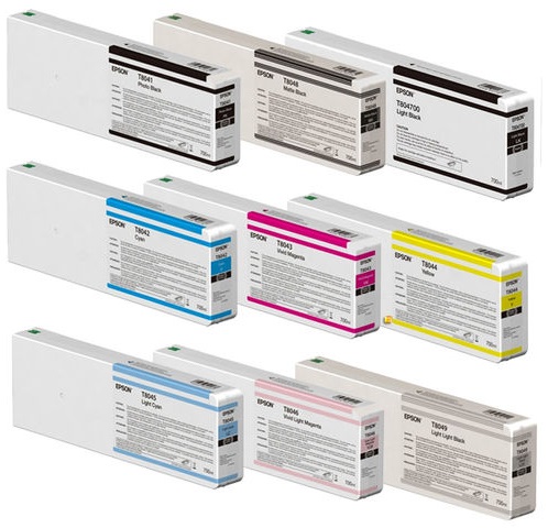 Tinta para Plotter Epson SureColor P6000 / 700ml | 2500 - Tinta Epson T804100 Photo Black T804200 Cyan T804300 Vivid Magenta T804400 Yellow T804500 Light Cyan T804600 Vivid Light Magenta T804700 Light Black T804800 Matte T804900 Light Light Black 