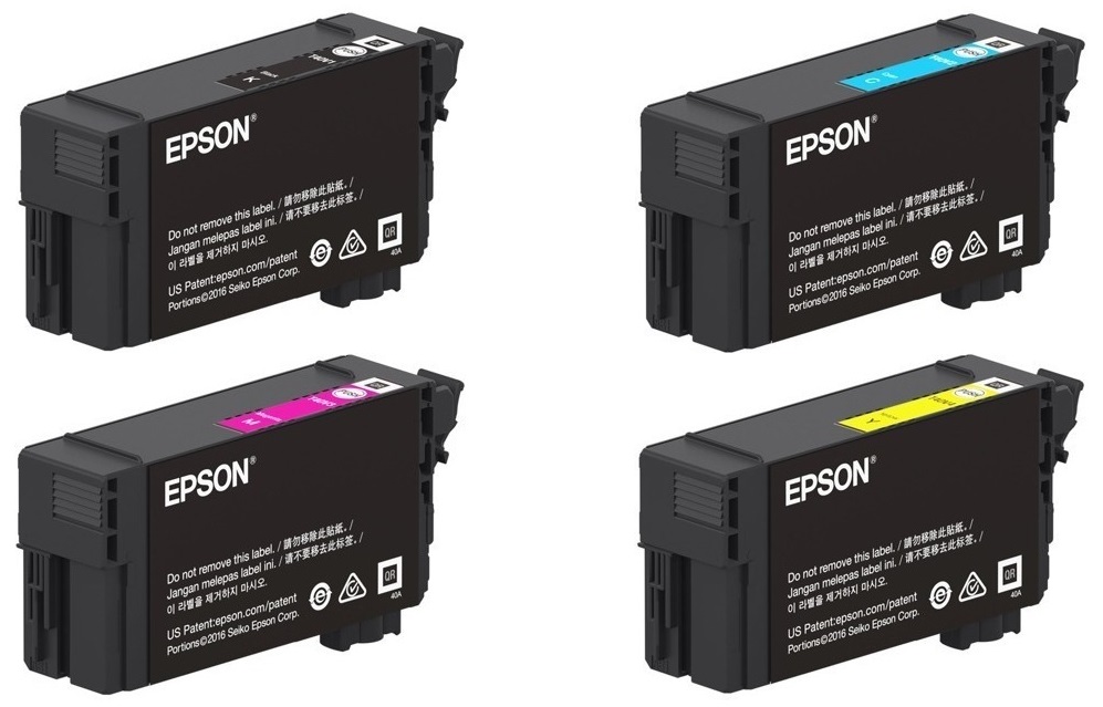 Tinta para Plotter Epson SC-T3170 / T40V | 2503 - Tinta Original T40V. El Kit Incluye: T40V120 Negro, T40V220 Cyan, T40V320 Magenta, T40V420 Amarillo. Capacidad: Negro 50 ml, Color 26 ml. Modelos Compatibles: Epson SureColor SC-T3170 SC-T3170M SC-T3170x 