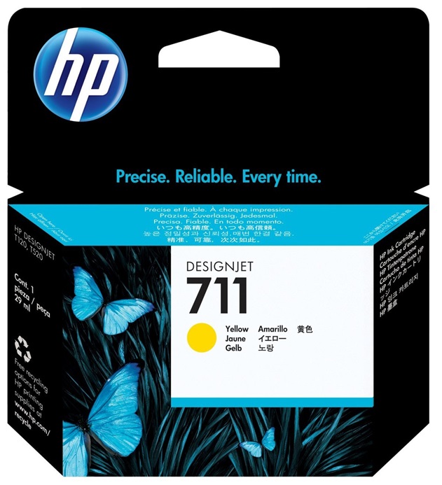 Tinta HP 711 CZ136A / Amarillo Pack x3 | 2405 - Tinta HP CZ136A Capacidad 3x 29 ml. Plotter HP T120 T130 T520 T530  