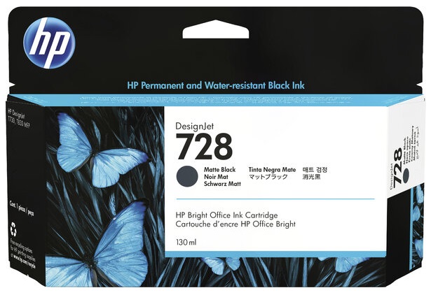 Tinta HP 728 3WX25A Negro Matte / 130 ml | 2405 - Cartucho de Tinta Original HP 3WX25A Negro Matte 130 ml 