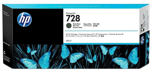 Tinta HP 728 F9J68A Negro / 300ml | 2405 - Cartucho de Tinta Original HP F9J68A Negro Matte de 300 ml.