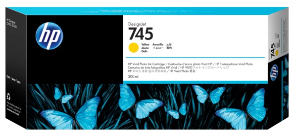 Tinta HP 745 F9K02A Amarillo / 300ml | 2405 - Cartucho de Tinta Original HP 745 F9K02A Amarillo de 300 ml.