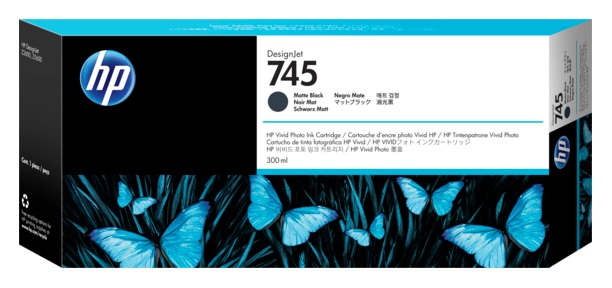 Tinta HP 745 F9K05A Matte Black / 300ml | 2405 - Cartucho de Tinta Original HP 745 F9K05A Matte Black de 300 ml.