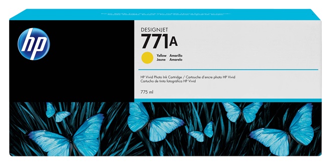 Tinta HP 771A B6Y18A Amarillo / 775ml | 2405 - Cartucho de Tinta HP 771A B6Y18A Amarillo de 775 ml.