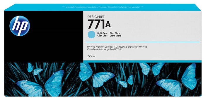 Tinta HP 771A B6Y20A Light Cyan / 775ml | 2405 - Cartucho de Tinta HP 771A B6Y20A Light Cyan de 775 ml.