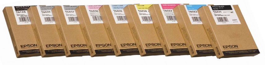 Tinta para Plotter Epson 7800 / T603 | 2503 - Tinta Original Epson T603 / 700 ml: T6031 Negro Foto T6032 Cian T6033 Magenta Vivo T6034 Amarillo T6035 Cian Claro T6036 Magenta Vivo Claro T6037 Negro Claro T6039 Gris Claro T603B Magenta T603C Magenta Claro