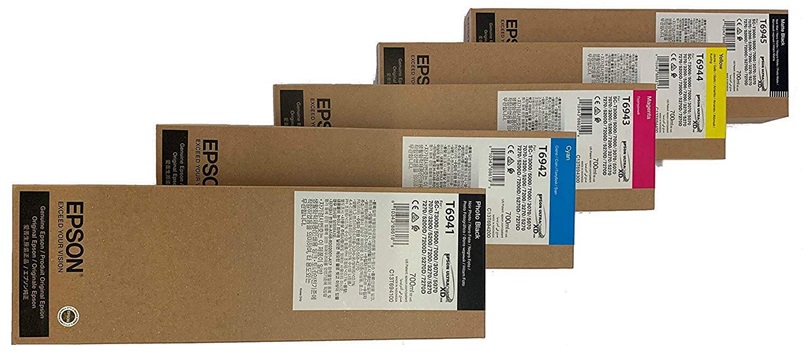 Tinta para Plotter Epson SureColor SC-T3270 / 700ml | 2500 - Tinta Original Epson UltraChrome XD2. El kit Incluye: T694100 Negro Photo, T694200 Cyan, T694300 Magenta, T694400 Amarillo, T694500 Negro Matte.