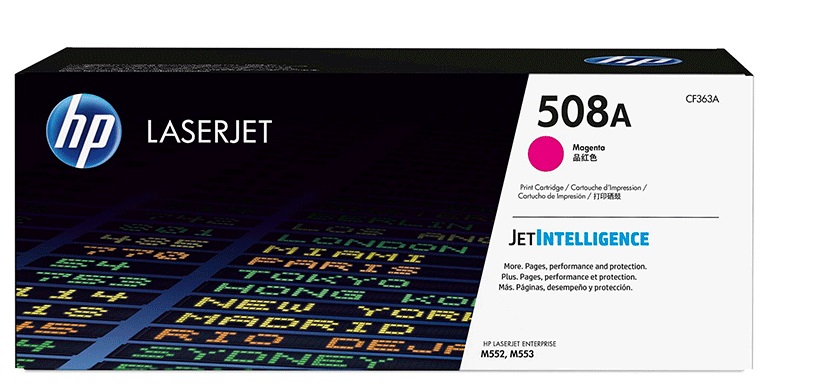 Toner HP 508A CF363A / Magenta 5k | 2503 - Toner Original HP CF363A Magenta. Rendimiento 5.000 Paginas al 5%. Impresoras compatibles: HP Color LaserJet Enterprise M552 M553 M577 