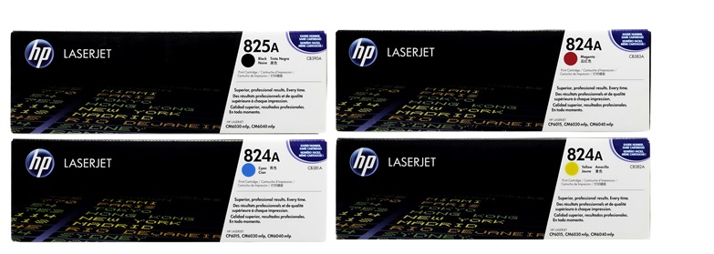 Toner para HP CM6030f / HP 824A | 2503 - Toner Original HP 824A.  El Kit Incluye: CB381A Cian, CB382A Amarillo, CB383A Magenta, CB390A Negro. Rendimiento: Negro 19.5000 / Color 21.000 Páginas. Modelos Compatibles: HP Color LaserJet CM6030 CM6030f 