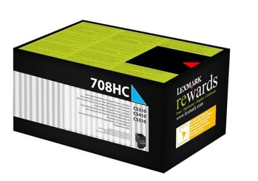 Toner Cian 3k / Lexmark 708HC | 2605 – Lexmark 70C8HC0 708HC es un cartucho de tóner de alto rendimiento diseñado para sistemas de impresión láser color con tecnología Unison, rendimiento de hasta 3000 páginas estándar según ISO/IEC 19798