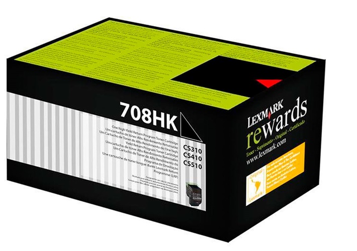 Toner Negro 4k / Lexmark 708HK | 2605 – Lexmark 708HK 70C8HK0 es un cartucho de tóner de alto rendimiento diseñado para sistemas de impresión láser color con tecnología Unison, rendimiento de hasta 4000 páginas estándar según ISO/IEC 19798