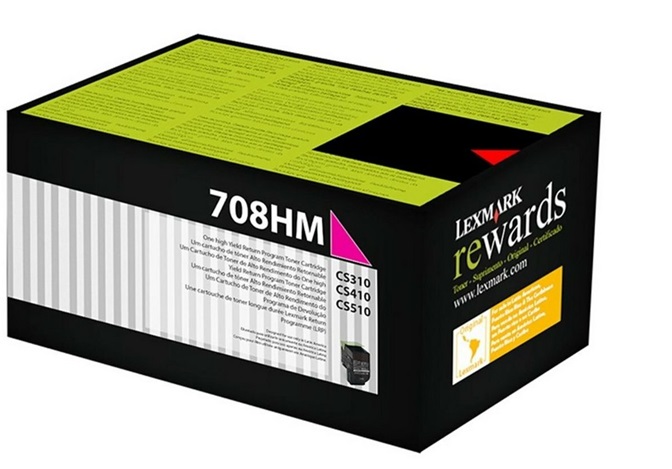 Toner Magenta 3k / Lexmark 708HM | 2605 – Lexmark 70C8HM0 708HM es un cartucho de tóner de alto rendimiento diseñado para sistemas de impresión láser color con tecnología Unison, rendimiento de hasta 3000 páginas estándar según ISO/IEC 19798