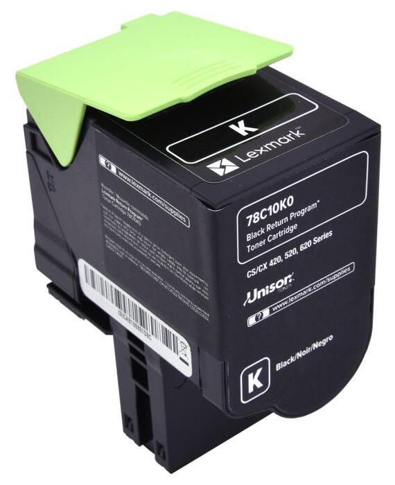 Toner Negro 2k / Lexmark 78C10K0 | 2605 – Lexmark 78C10K0 es un tóner diseñado para impresión láser color, rendimiento de 2000 páginas estándar, tecnología Unison Toner, color negro, compatible con dispositivos CS421dn, CS521dn, CS622de, CX421adn