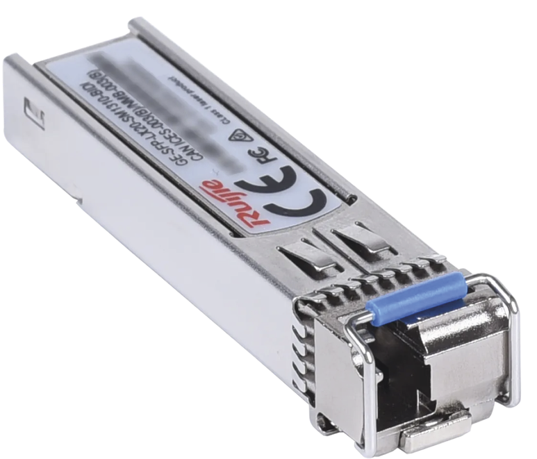 Transceiver SFP  1G 20Km SMF / Ruijié GE-SFP-LX20-SM1310-BIDI | 2508 - Ruijie GE-SFP-LX20-SM1310-BIDI es un módulo transceptor óptico SFP diseñado por para enlaces de red Gigabit Ethernet sobre fibra monomodo. Utiliza tecnología bi-direccional (BiDi)