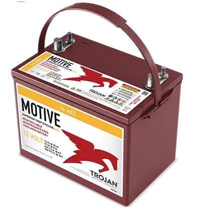 Batería AGM ciclo profundo / Trojan 24-AES | 2607 – Trojan MOTIVE 24-AES es una batería de 12V optimizada para aplicaciones de plataformas elevadoras, equipos de limpieza de pisos, vehículos recreativos y sistemas de energía. Tecnología: VRLA AGM
