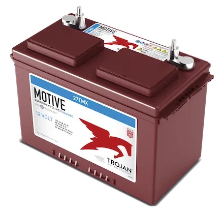 Batería de plomo-ácido inundada / Trojan 27TMX | 2607 – Trojan MOTIVE 27TMX es una batería de ciclo profundo de plomo-ácido inundada de 12V para aplicaciones marinas, vehículos recreativos, plataformas elevadoras y equipos de limpieza de pisos.