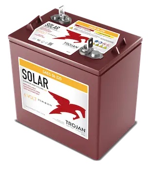 Batería AGM para energía solar / Trojan SAES06220 | 2607 – Trojan Solar SAES 06 220 es una batería AGM VRLA de ciclo profundo de 6V optimizadas para almacenamiento de energía solar, sistemas híbridos y respaldo de energía. Tecnología: VRLA AGM 