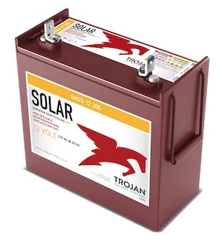 Batería AGM para energía solar / Trojan SAES12205 | 2607 – Trojan Solar SAES 12 205 es una batería AGM VRLA de ciclo profundo de 12V optimizada para almacenamiento de energía solar y sistemas de respaldo. Tecnología: VRLA AGM (Absorbent Glass Mat)