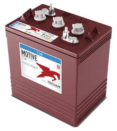 Batería de plomo-ácido inundada / Trojan T-145 | 2607 – Trojan MOTIVE T-145 es una batería de ciclo profundo de plomo-ácido inundada de 6V para aplicaciones de carros de golf, plataformas elevadoras, equipos de limpieza de pisos, vehículos recreativos