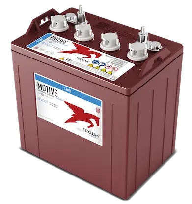 Batería de plomo-ácido inundada / Trojan T-875 | 2607 – Trojan MOTIVE T-875 Batería de ciclo profundo plomo-ácido inundada de 8V diseñada para aplicaciones de carros de golf, plataformas elevadoras, equipos de limpieza de pisos. Capacidad C20: 170Ah