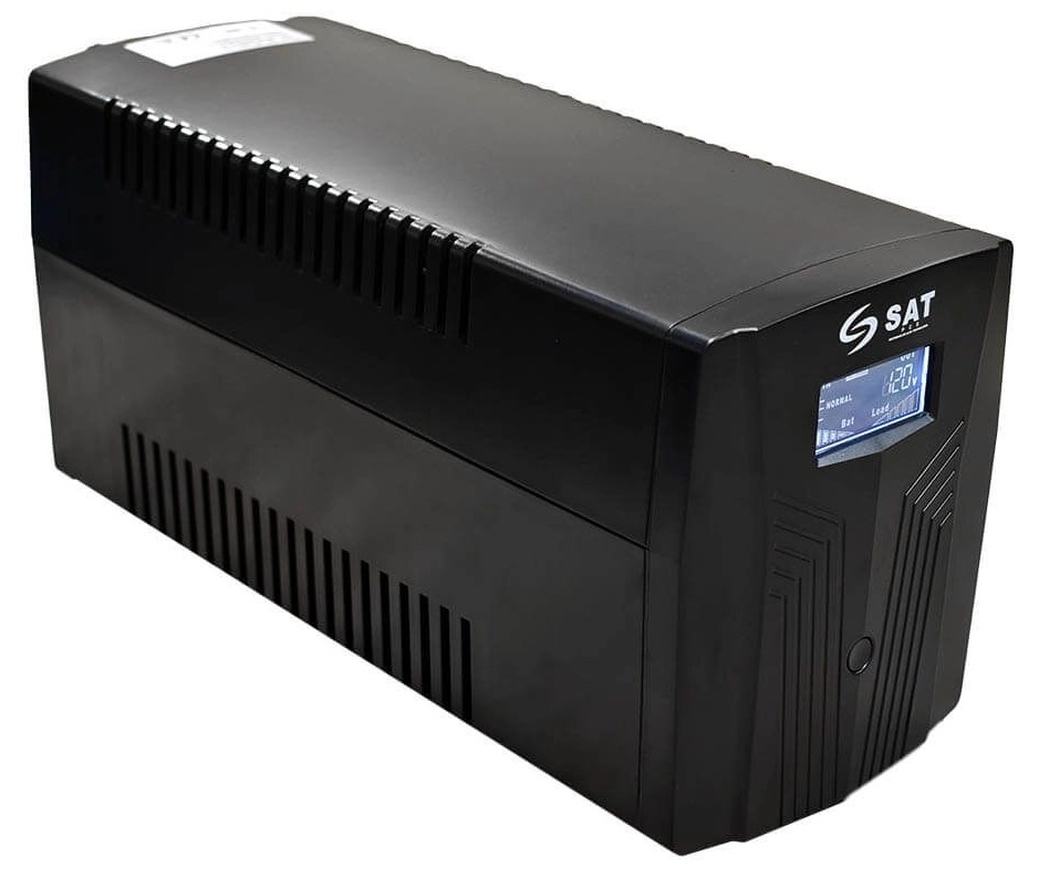 UPS SAT UR1500LCD / 1.5KVA Interactiva | 2304 - UPS 1500VA/900W/120V Interactiva, Tipo Torre, Factor de Potencia de 0.6, Autonomía (Plena Carga: 5 min / ½ Carga: 10 min), Conexión de entrada: NEMA 5-15P, Rango de voltaje de entrada: 80 – 150VAC