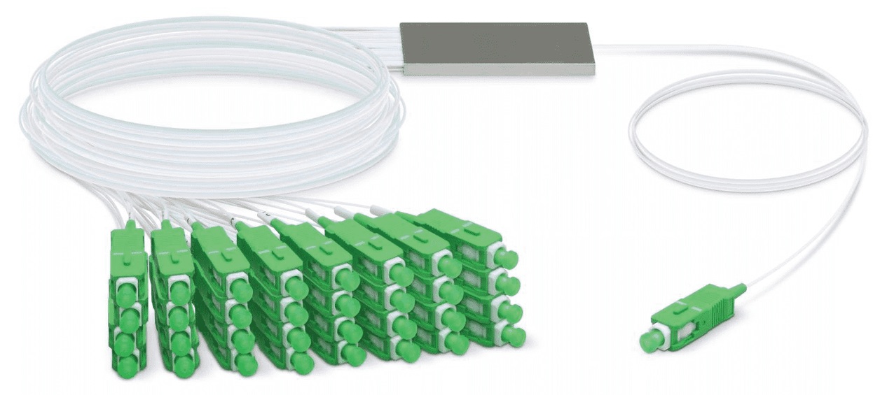 Divisor óptico / Ubiquiti UF-SPLITTER-32 | 2606 – Ubiquiti UF-SPLITTER-32 Divisor óptico diseñado para redes GPON, Conector de entrada SC/APC, Treinta y dos conectores de salida SC/APC, Pérdida de inserción de 17 dB, Pérdida de uniformidad de 1.5 dB
