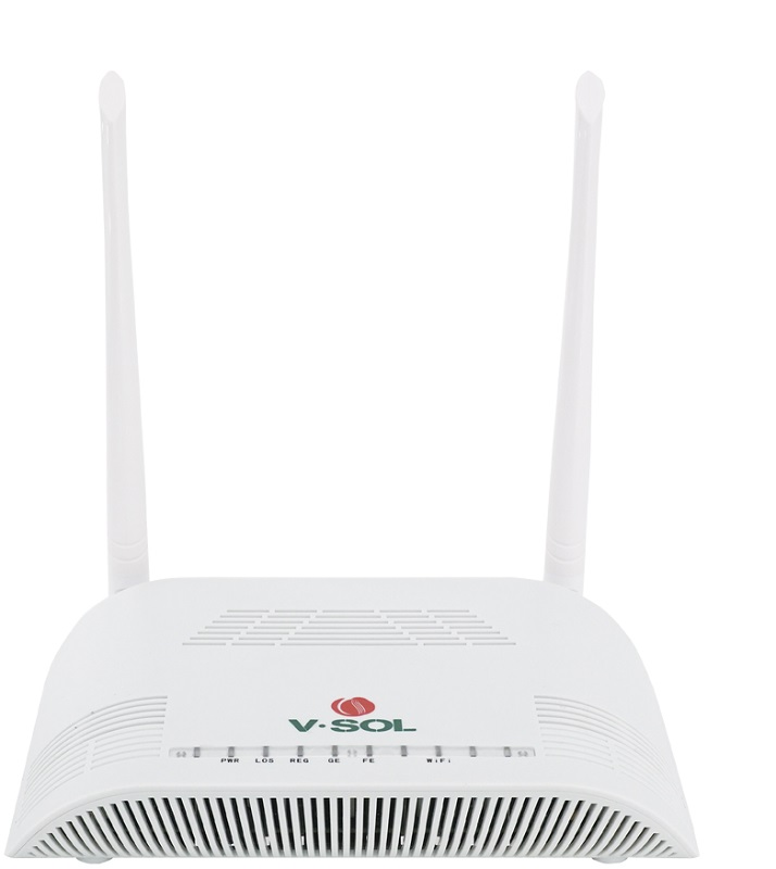 ONU Dual G/EPON – V-SOL V2802-GW | 2204 – ONU Dual G/EPON, 1x Ethernet + 1x Ethernet Gigabit (RJ45), 1x PON SC/UPC, Sensibilidad: -28dBm, Distancia: 20 Km, 2 Antenas externas de 5dBi, Estándares Wi-Fi IEEE802.11b/g/n, Potencia: 17dBm. V2802GW