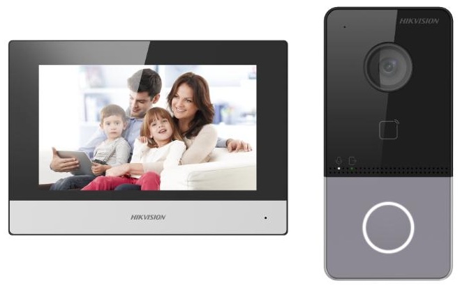 Videoportero IP 7'' / Hikvision DS-KIS603-P(C) | 2603 - Hikvision DS-KIS603-P(C) es un kit de videoportero IP diseñado para seguridad residencial y comercial, incorpora monitor táctil de 7 pulgadas, frente de calle con cámara HD de 2 megapíxeles