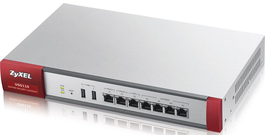 Firewall Appliance UTM - ZyXEL  USG110 | 4x LAN/DMZ Gigabit Ports, 2x WAN Ports, 1x OPT, 2x USB ports, 1x Console port DB9, Rack-mountable, Protección Anti-Malware, Antivirus, Antispam, Filtrado de contenido, Detección de Intrusos USG110UTMBDL 